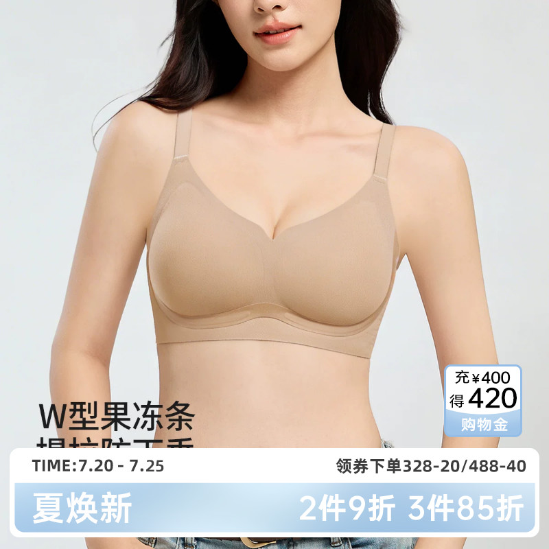 茜施尔春夏新款光面无痕小胸聚拢内衣女无钢圈隐形粉底液文胸S