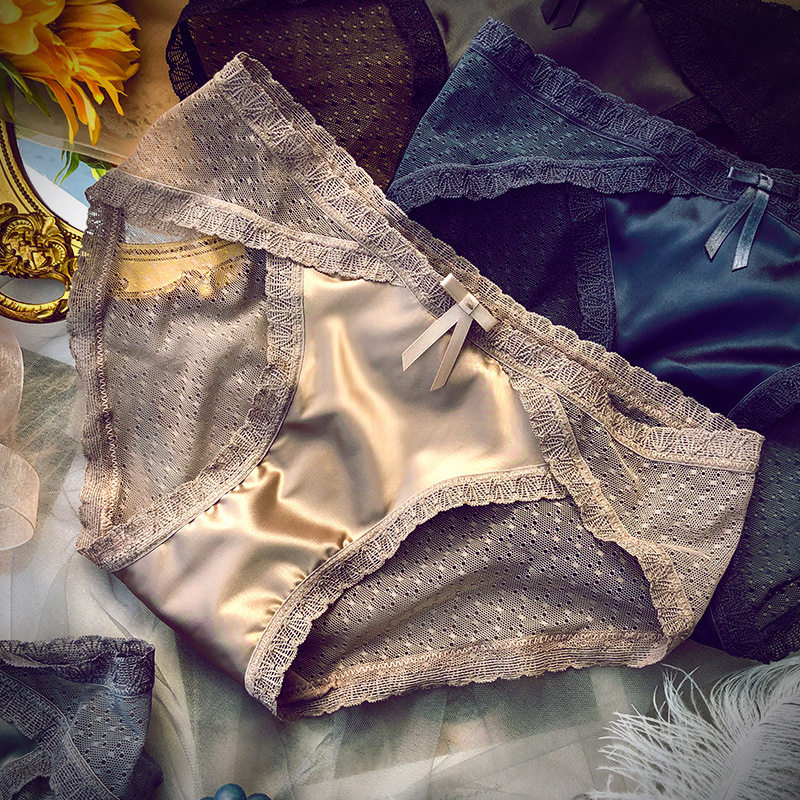 性感法式蕾丝内裤女士透明网纱轻薄质感透气纯棉裆中腰女士三角裤,女士内衣/男士内衣/家居服,女三角裤,淘宝优惠券,粉丝福利购,淘宝优惠卷