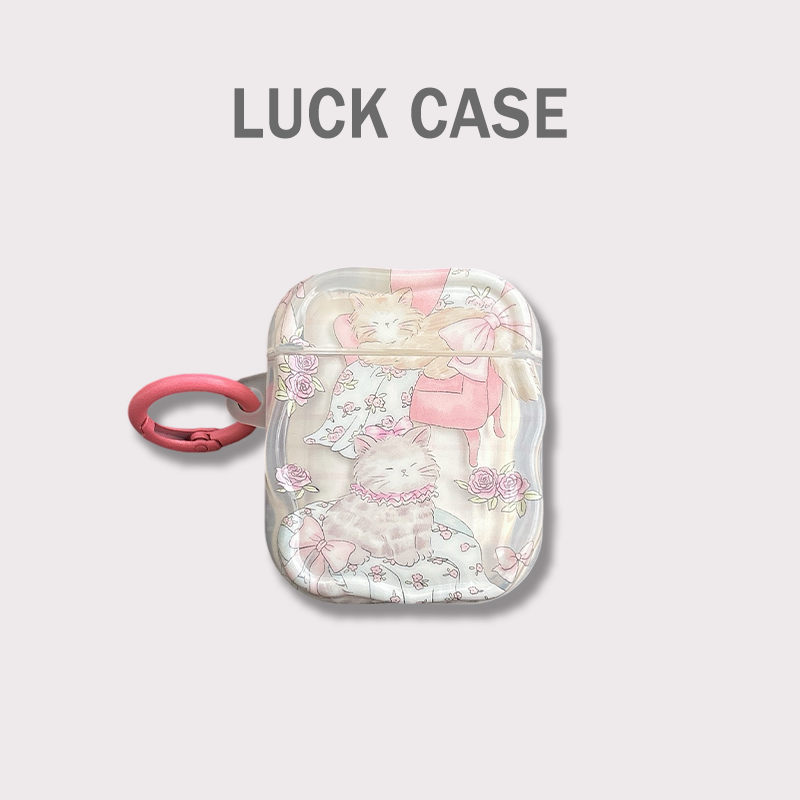 苹果耳机套可爱萝莉萌宠碎花猫咪