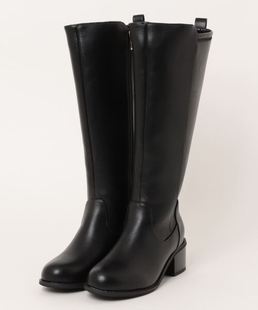 独家少量 日系复古方头显腿长侧拉链纯色长靴女靴子长筒靴女靴