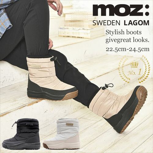 防滑冰爪日单女雪地靴MOZ冬户外棉靴加绒保暖中筒靴轻便哈尔滨靴
