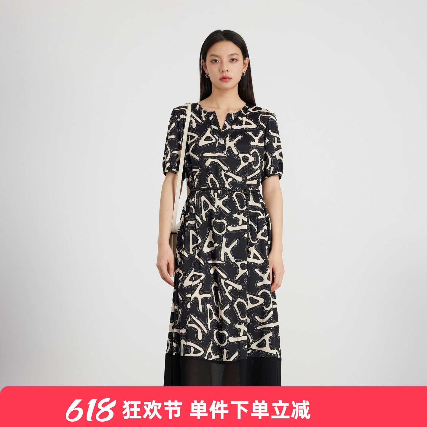 KAKO夏季新品女字母印花连衣裙时尚休闲设计感裙子5541581