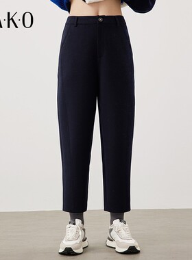 KAKO秋冬新款女装时尚通勤简约宽松休闲长裤百搭压线百搭锥形裤