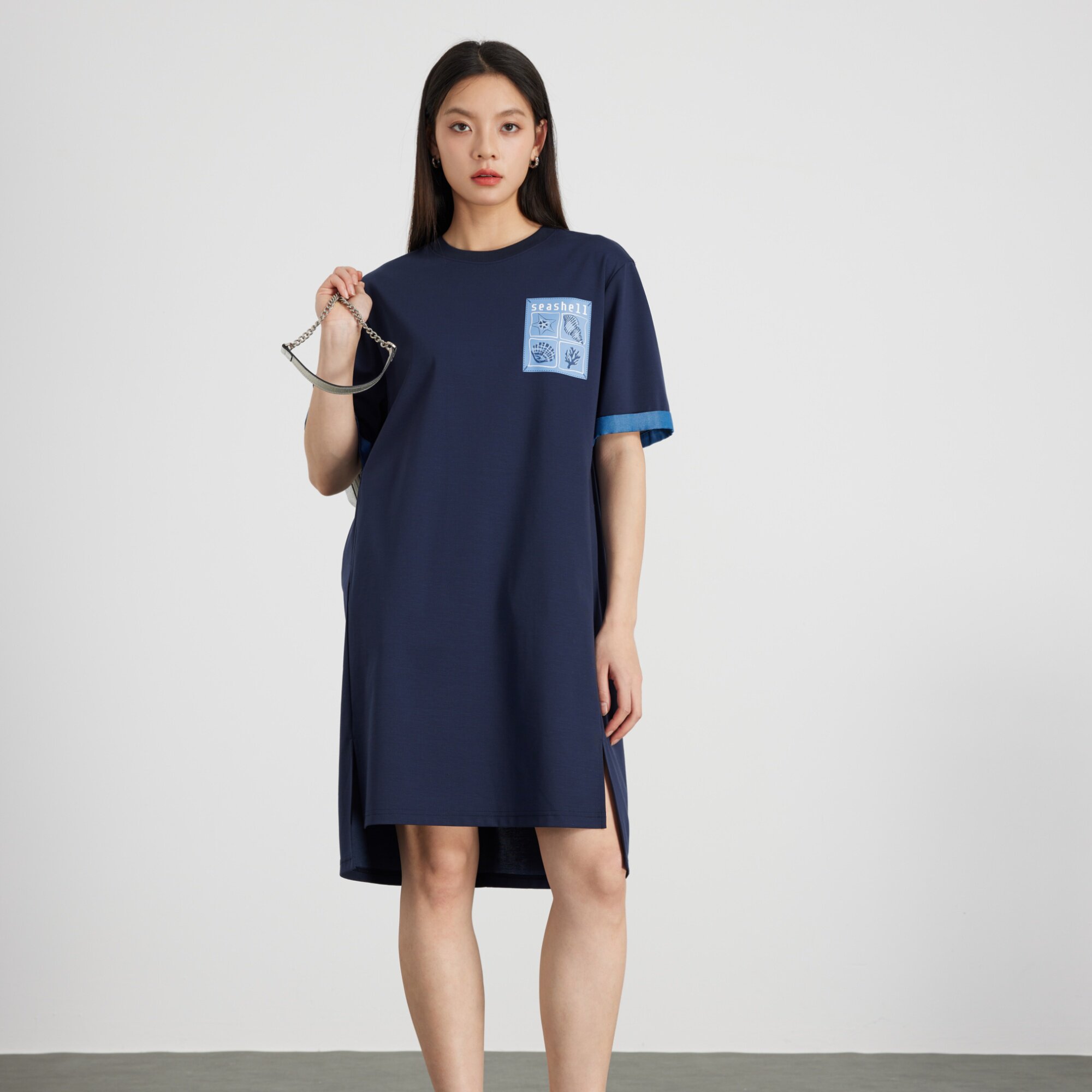 KAKO夏季新品女休闲直身连衣裙莱赛尔设计感中长裙裙子5530581