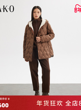 【白鹅绒羽绒服】KAKO秋冬新品宽松连帽压花羽绒服休闲54214912