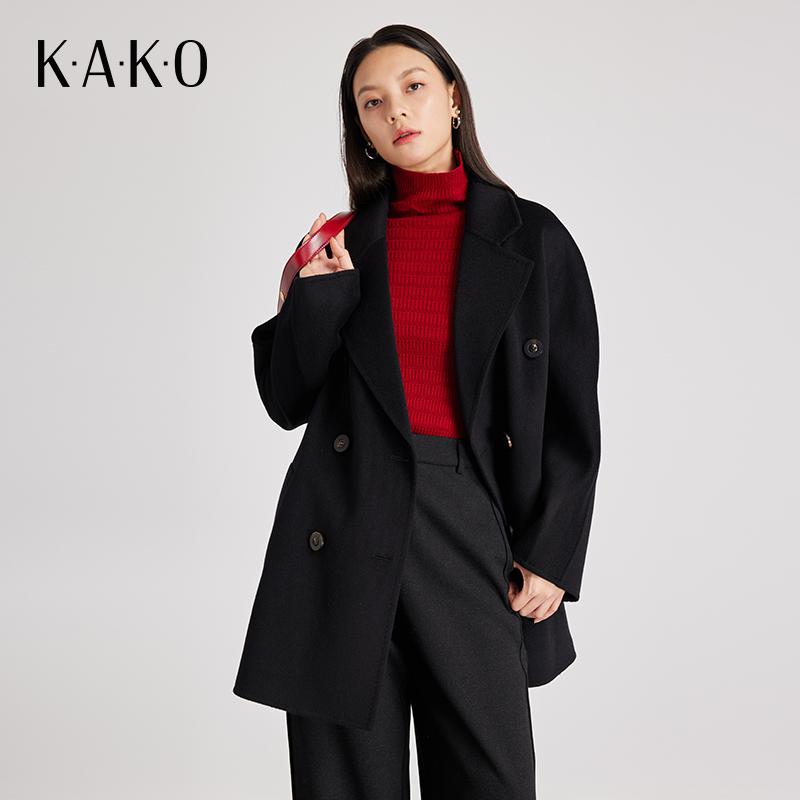 佳可羊绒气质设计感中长款大衣