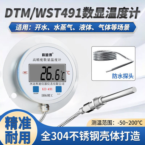 数显温度计491高精度带探头工业用热水屠宰温度计测水温油温表 - 封面
