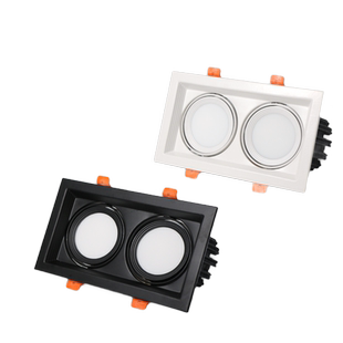 LED双头筒灯15*30方形cob网格葡萄架铝格栅嵌入式商用斗胆泛光灯