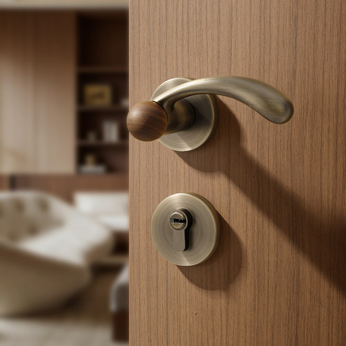 胡桃木木球门锁仿古静音门把手