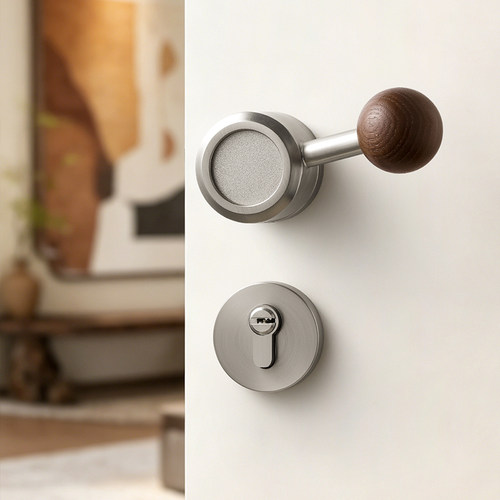 卧室门锁实木圆球室内分体门把手
