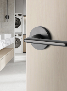 灰色卫生间单舌门锁室内球锁浴室锁厕所木门锁门把手三杆锁无钥匙