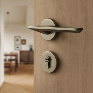 青古铜色卧室门锁房间静音磁吸分体仿古房门锁复古室内木门门把手