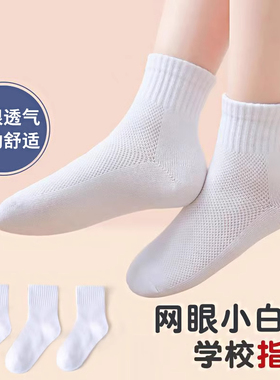 儿童袜子夏季薄款白色男女童棉袜网眼短袜学生袜宝宝袜中大童白袜
