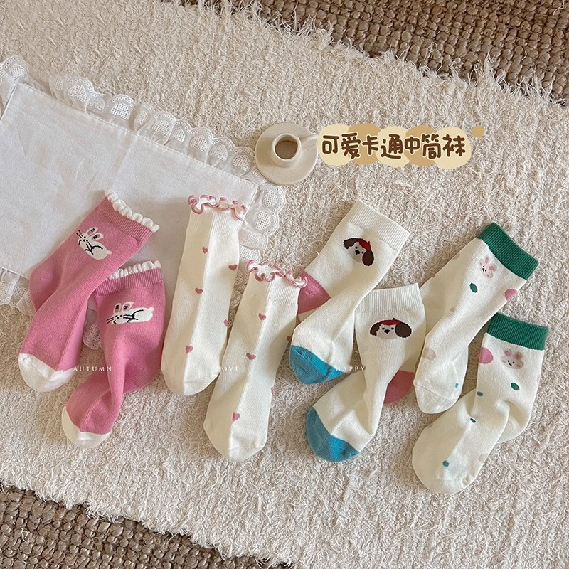 女童袜子春秋季儿童韩版可爱卡通小兔花边棉袜秋天女孩宝宝中筒袜,童装/婴儿装/亲子装,儿童袜子(0-16岁),淘宝优惠券,粉丝福利购,淘宝优惠卷