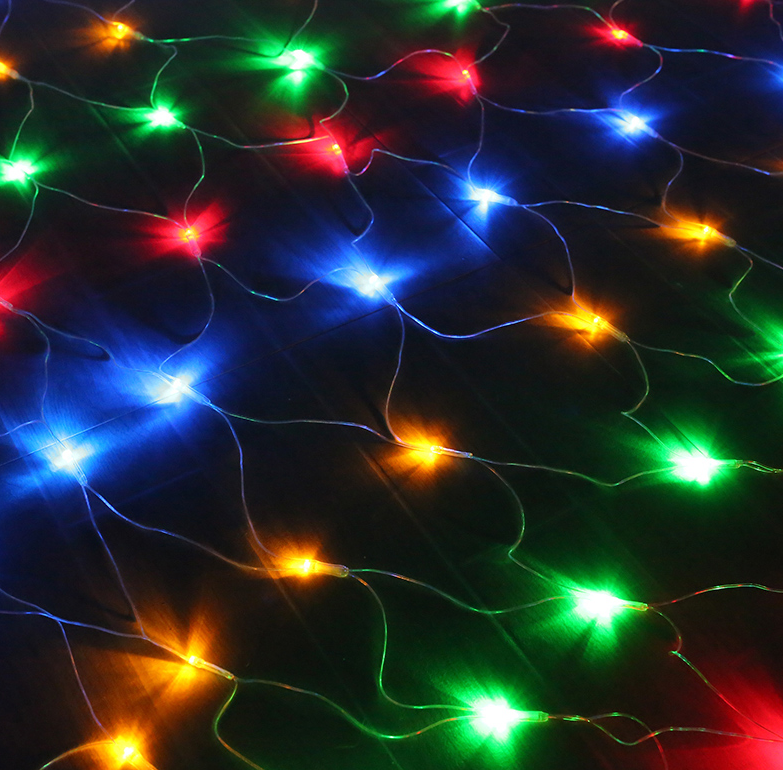 led网灯彩灯闪灯串灯渔网状新年灯元旦灯圣诞节装饰灯防水带尾插