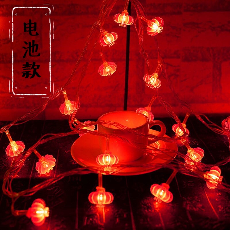 中国结led彩灯闪灯串灯节日装饰灯小红灯笼电池春节新年客厅防水