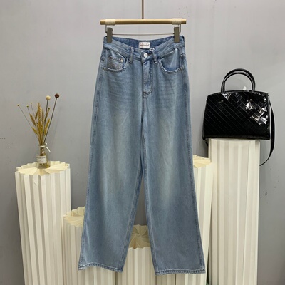 斯卡洛依2916欧货2026夏薄款浅色牛仔大筒拖地裤女超长阔腿裤CKLY