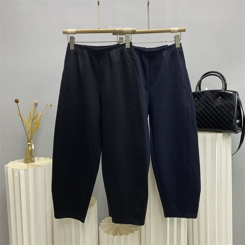 简谜26005欧货春款松紧腰显瘦小个子休闲裤女九分小脚垮裤奶奶裤