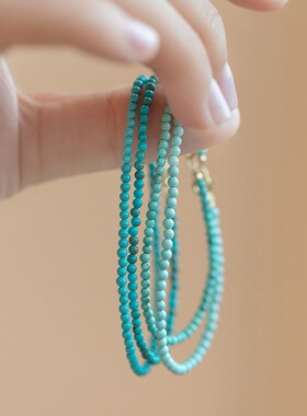 天然绿松石手工文玩串珠新中式国风小众高级轻奢百搭小清新手链