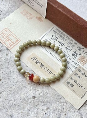 新中式牛油果绿天然阿拉善玛瑙手链女小清新国风小众抹茶显白手串