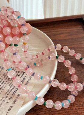 快乐多巴胺8m粉晶锁骨链项链颈链