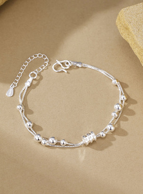 小蛮腰手链女生双层珠子手饰简约森系ins小众设计新款礼物手饰