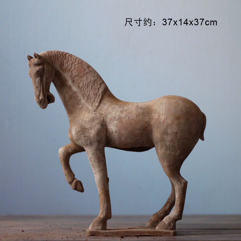 唐代陶瓷马摆件仿古陶马中式客厅玄关博古架装饰古董收藏商务礼品