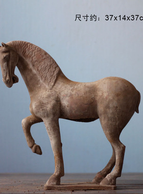 唐代陶瓷马摆件复古风酒店装饰
