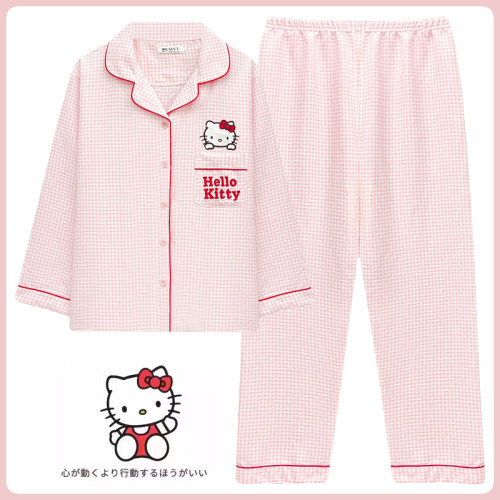 hellokitty睡衣女春秋季纯棉纱
