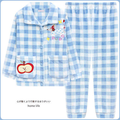 冬季珊瑚绒加绒加厚保暖睡衣