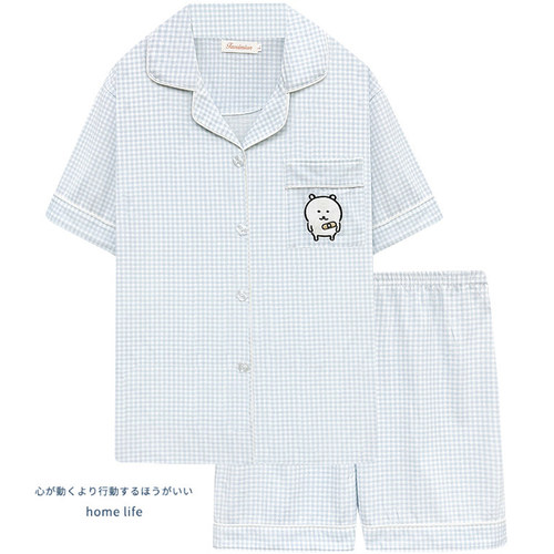 自嘲熊睡衣女夏季可外穿网红风纯棉短袖学生可爱家居服套装夏天新