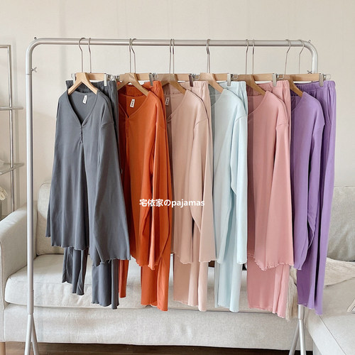 德绒睡衣女款冬季2024年新款长袖磨毛保暖带胸垫家居服套装春秋天