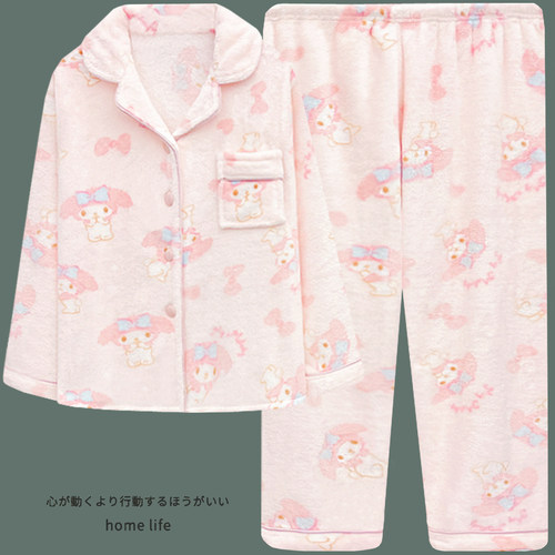 珊瑚绒睡衣冬季女款加厚毛绒保暖