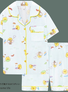冰丝睡衣女夏季薄款可爱短袖短裤两件套装夏天凉感丝绸家居服新款