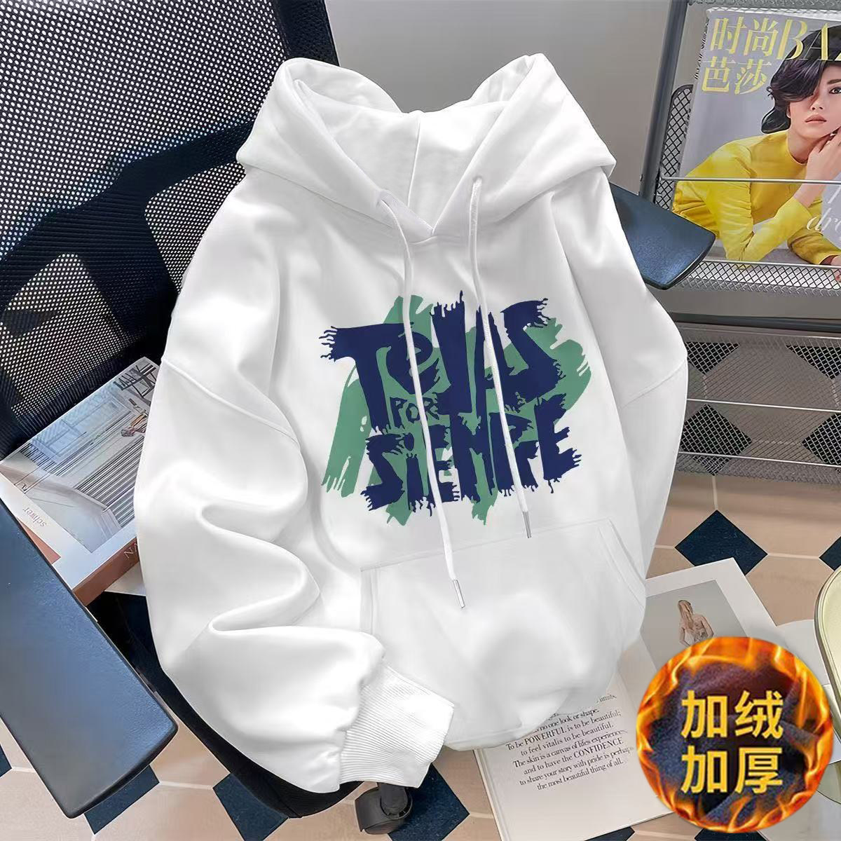 银狐绒加厚美拉德字母卫衣秋冬