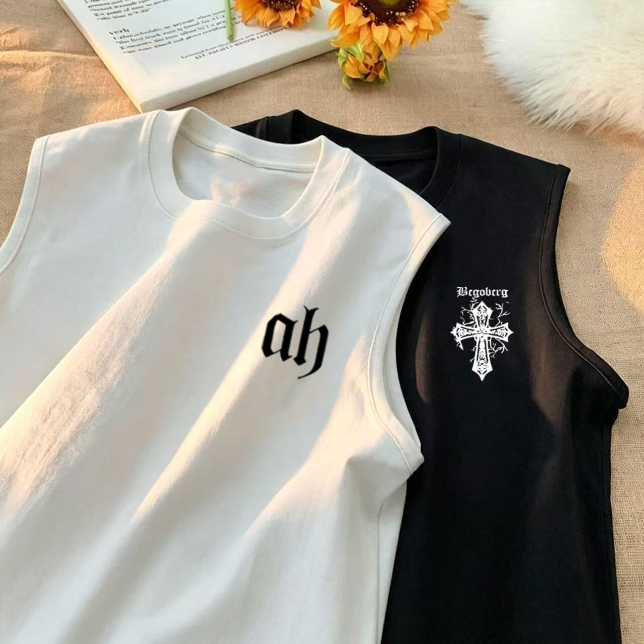 美式简约纯棉印花男背心