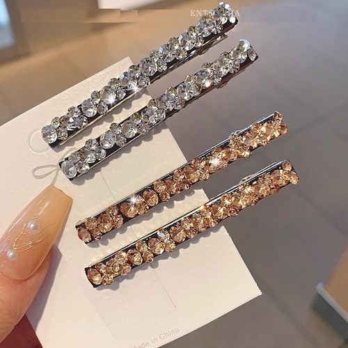 新款闪钻水晶侧边发夹韩版网红一字夹百搭细长条满钻刘海夹碎发夹