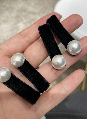 发夹边夹丝绒珍珠鸭嘴夹淑女
