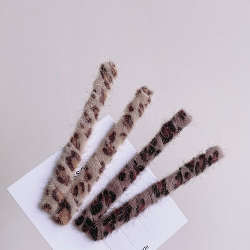 毛绒豹纹发夹鸭嘴夹边夹气质ins韩国网红侧边刘海夹后脑碎发卡