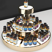 护肤品圆形不锈钢多层展示架医美安瓶金属桌面小摆台发光陈列架