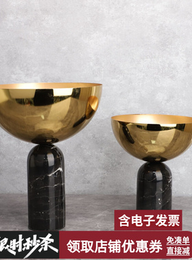 意式极简大理石金色样板房样品屋展示中心卧室柜客厅饭厅桌面家居