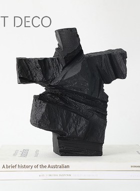 黑色人物摆件太极现代新中式抽象树脂艺术品样板间售楼部书房软装
