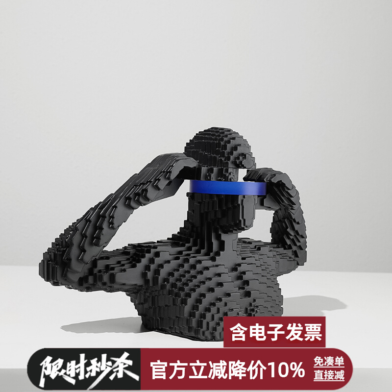 简约现代黑色白人物树脂摆件抽象马赛克样板间家居客厅书柜装饰品