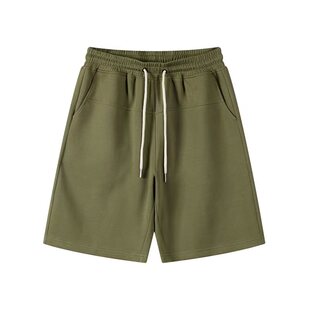 夏季棉珠地空气层太空棉短裤宽松简约透气运动休闲百搭松紧五分裤