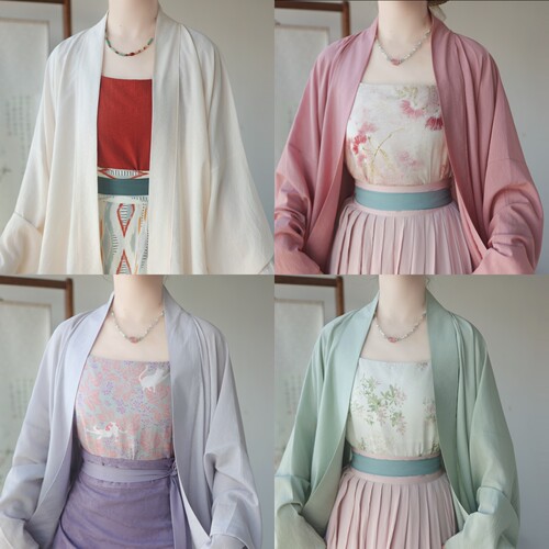 宋制纯色人棉飞机袖日常汉服女