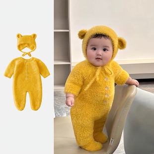 可爱超萌小熊包脚连体衣男女宝宝春秋款 新生婴幼儿春装 外出小月龄