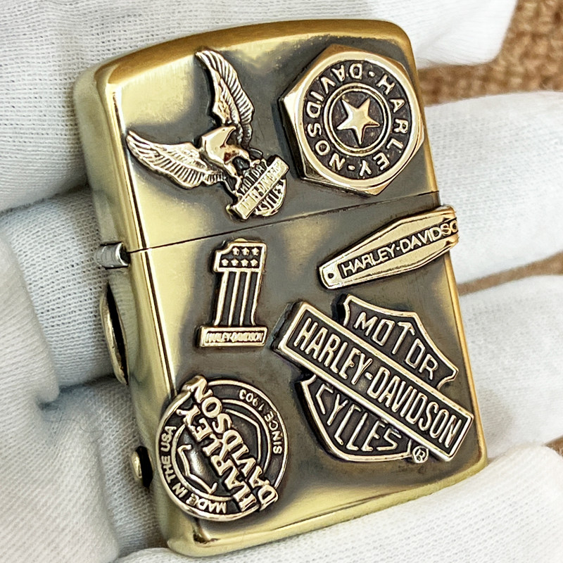 纯银紫铜纯铜煤油打火机哈雷十一章11章ZP通用DIY贴章配件万宝路