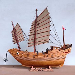 中式 饰礼品 实木仿古乾隆皇帝下江南福船红头船模一帆风顺办公室装