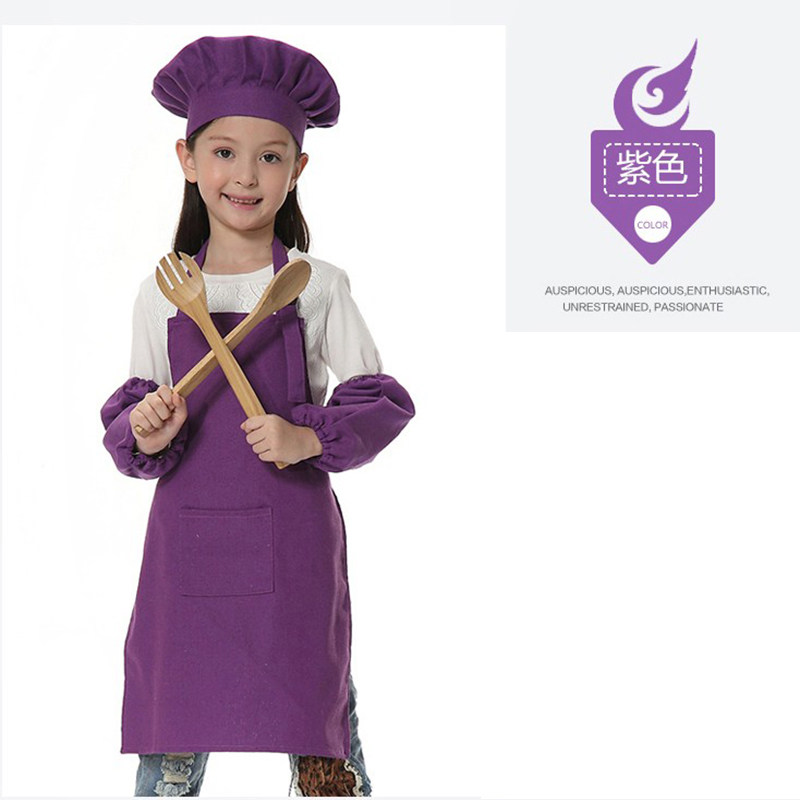 Kids Cotton Canvas Apron Sleeves Creative Apron Painting Apron Kids Chef Suit Chef Cap Printed Logo — 8