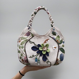 2025秋季 民族风原创休闲包手工编织多隔层超轻便百搭手提女包 新款